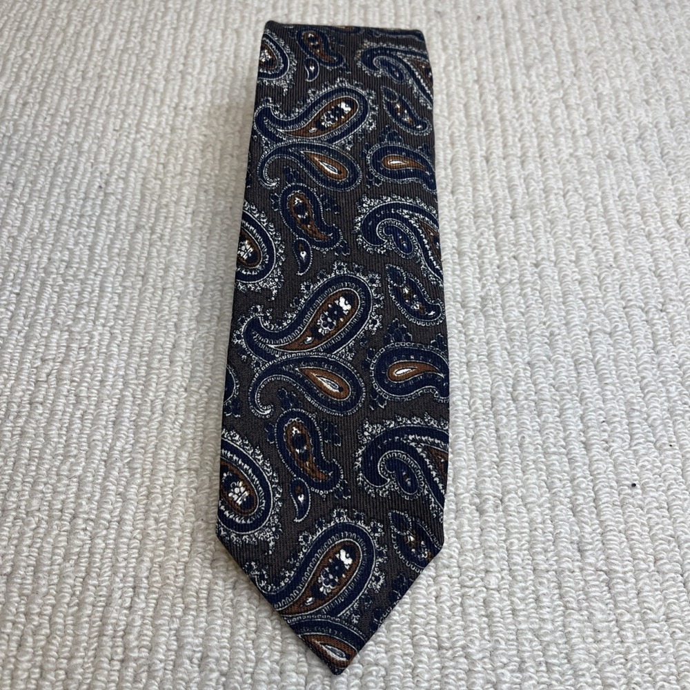 Robert Talbott Nordstrom Wool Tie Brown Paisley Men's Designer Necktie